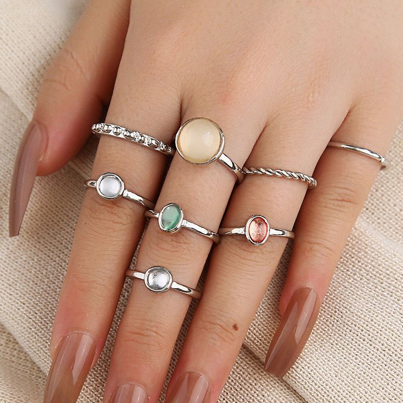 Retro Punk Animal Devil's Eye Heart Shape Alloy Plating Hollow Out Inlay Artificial Gemstones Artificial Diamond Opal Gold Plated Silver Plated Women's Open Ring Rings_voghion.com