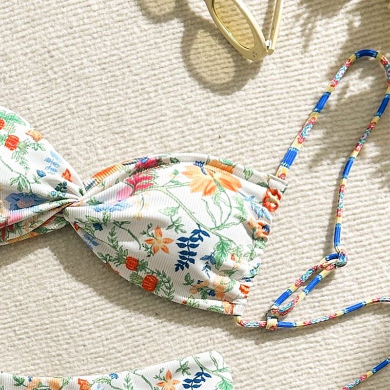 Damkläder Blommig snörning Sexig Beach Bikini Baddräkt High End Fashion Hot Spring Baddräkt_voghion.com