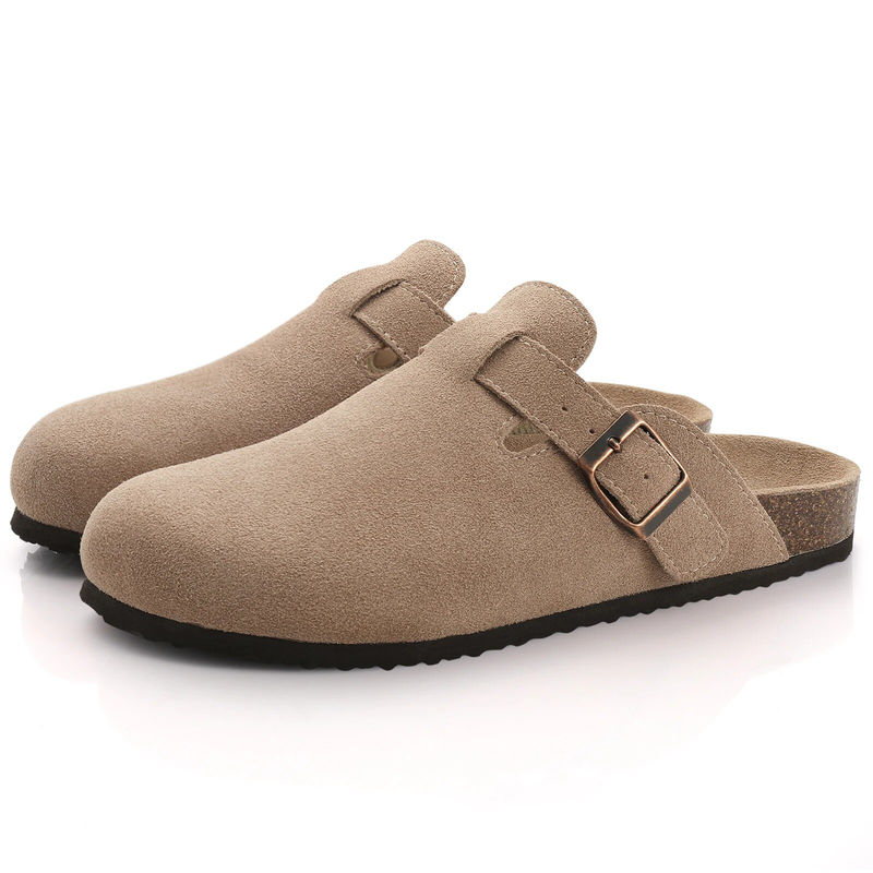 Bebealy Classic Mules Cork Footbed Clogs Slippers with Arch Support Fashion Beach Slides Soft Suede Potato Shoes For_voghion.com