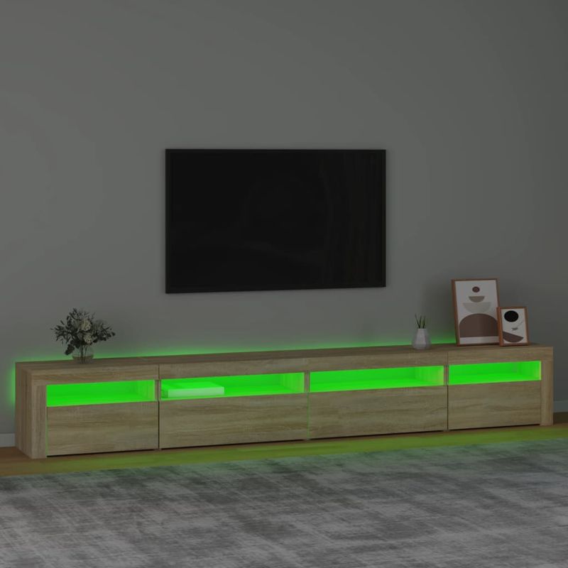 TV-Schrank mit LED-Leuchten Sonoma-Eiche 270x35x40 cm_voghion.com