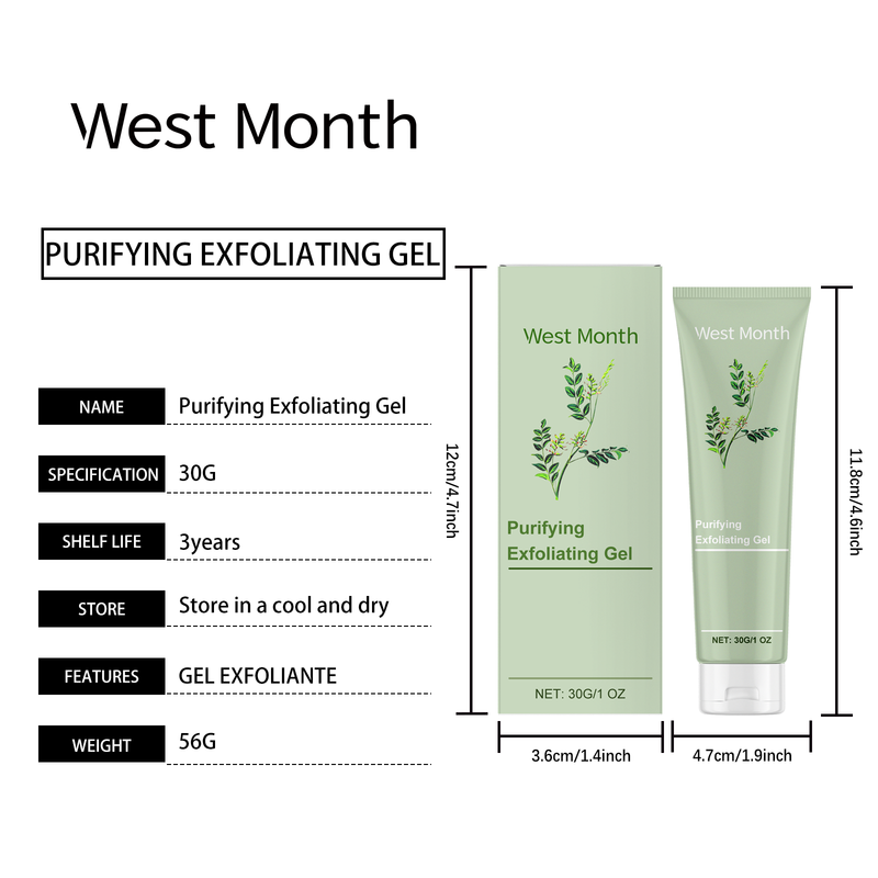 West&Month Purifying Exfoliating Gel Improves Dull Dryness Deeply Cleans Pores Brightening Skin Firming_voghion.com