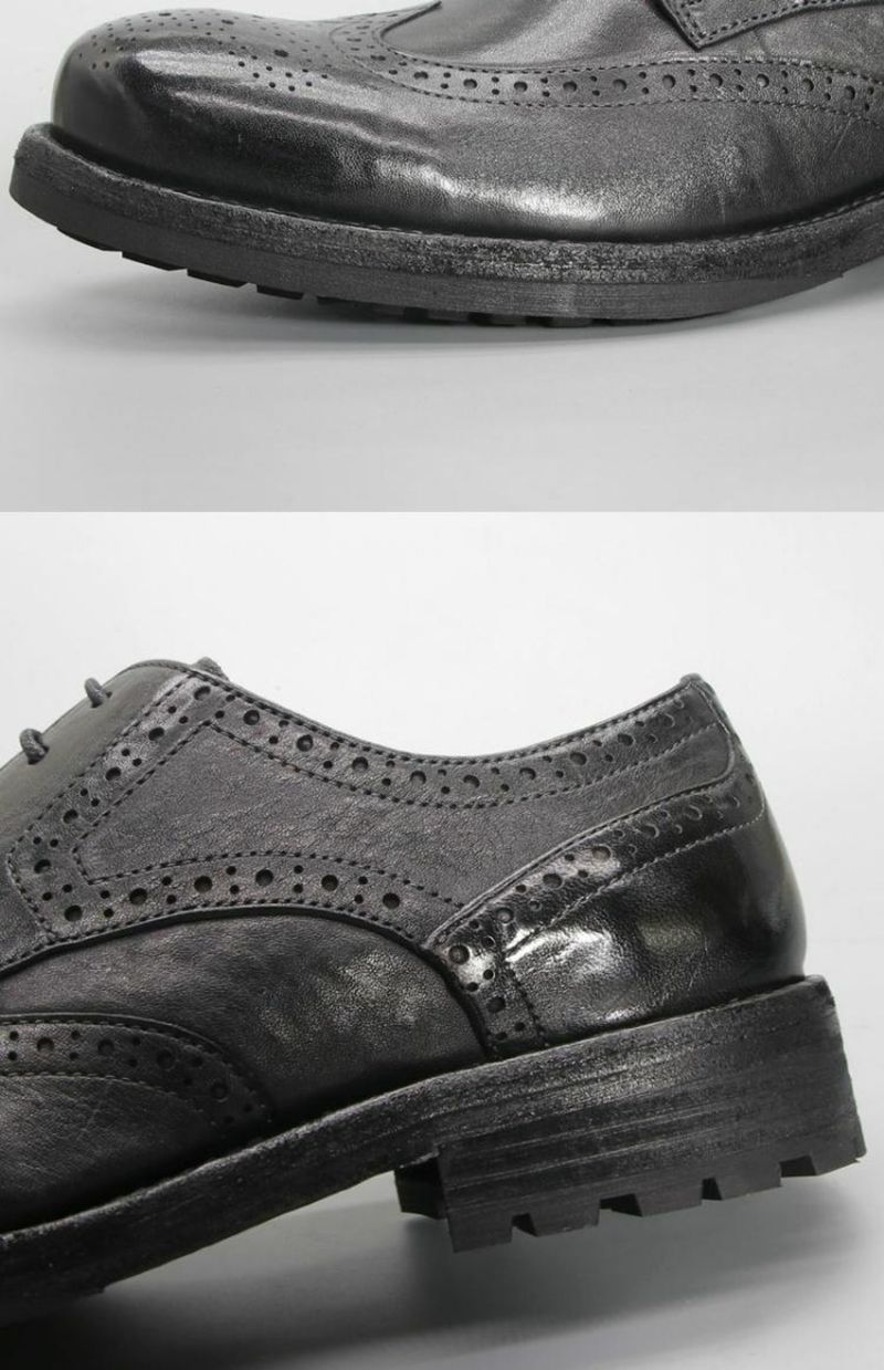 Stijlvolle lekvrije vee-goederen, gewassen paardrijschoenen voor heren, retro GOOD YEAR leren zool derbyschoenen_voghion.com