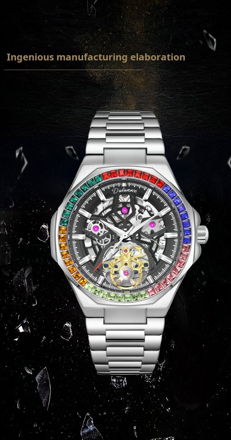 Orologio meccanico di lusso Tourbillon con cinturino in pelle, scheletro automatico, orologio da polso da uomo, moda, carica automatica, Reloj Hombre_voghion.com