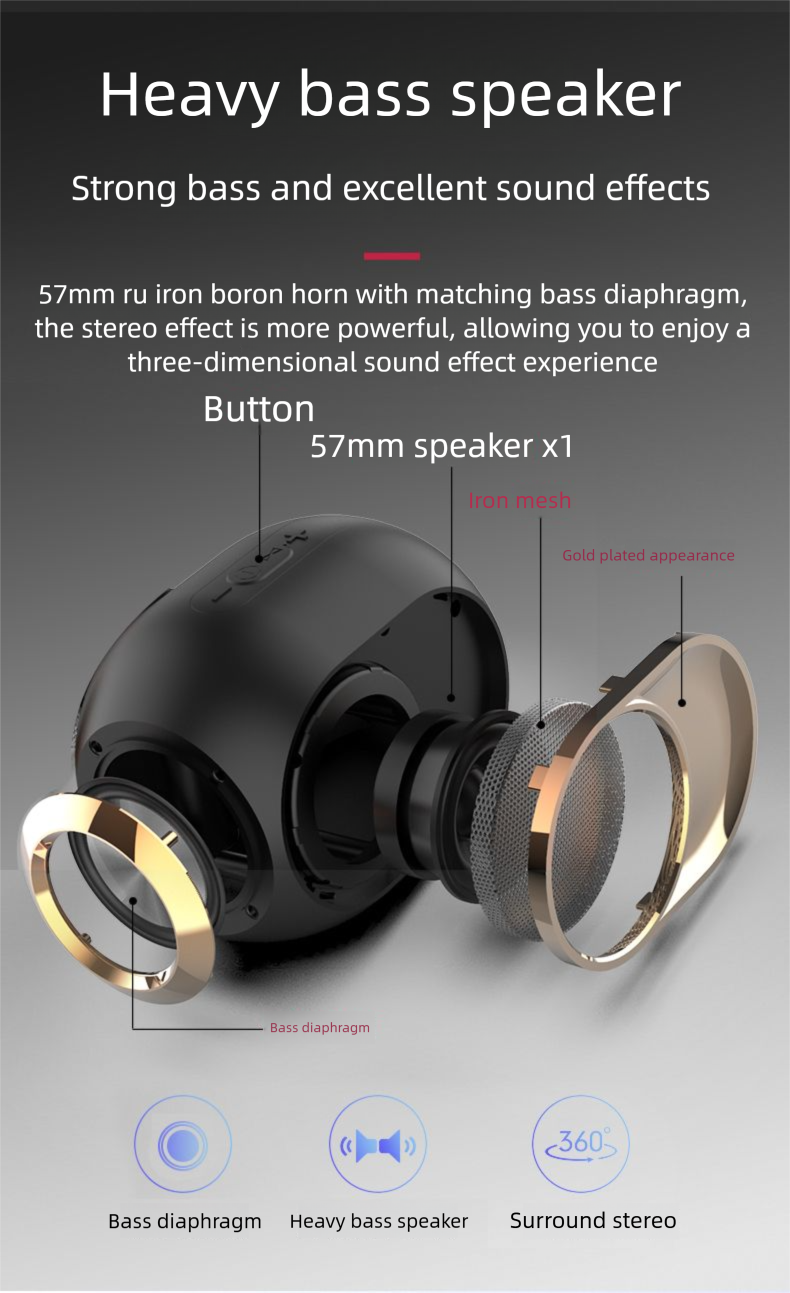 Nieuwe X6 Bluetooth-luidspreker, draadloos, superbass, draagbare kaartsleuf, USB-stick, thuis, hoog volume surround sound_voghion.com