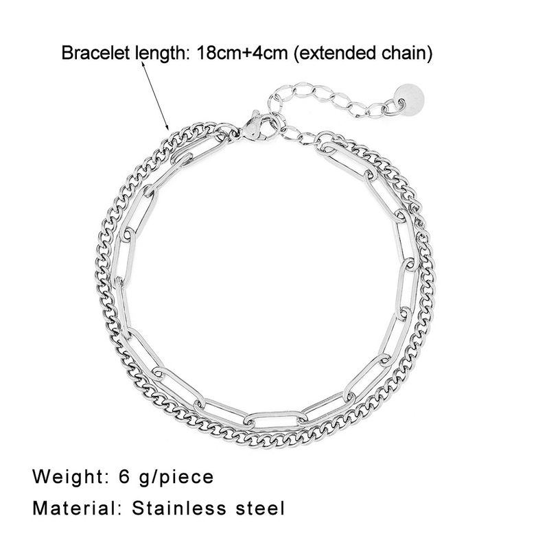 popular personalized trendy men's and women's double-layer chain stainless steel couple diy bracelet Yiwu small commodity_voghion.com