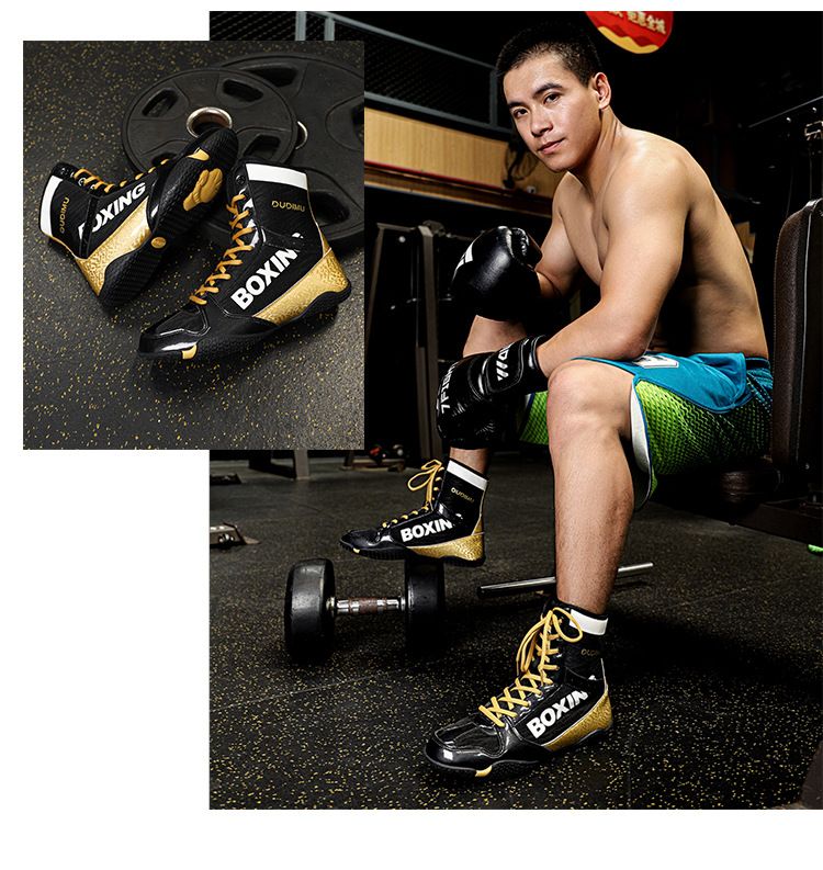 Unisex Shoes Boxing Shoes Professional Men's And Women's Wrestling Shoes Indoor Training Shoes Breathable High Top Free Fighting Sanda Fitness Shoes_voghion.com
