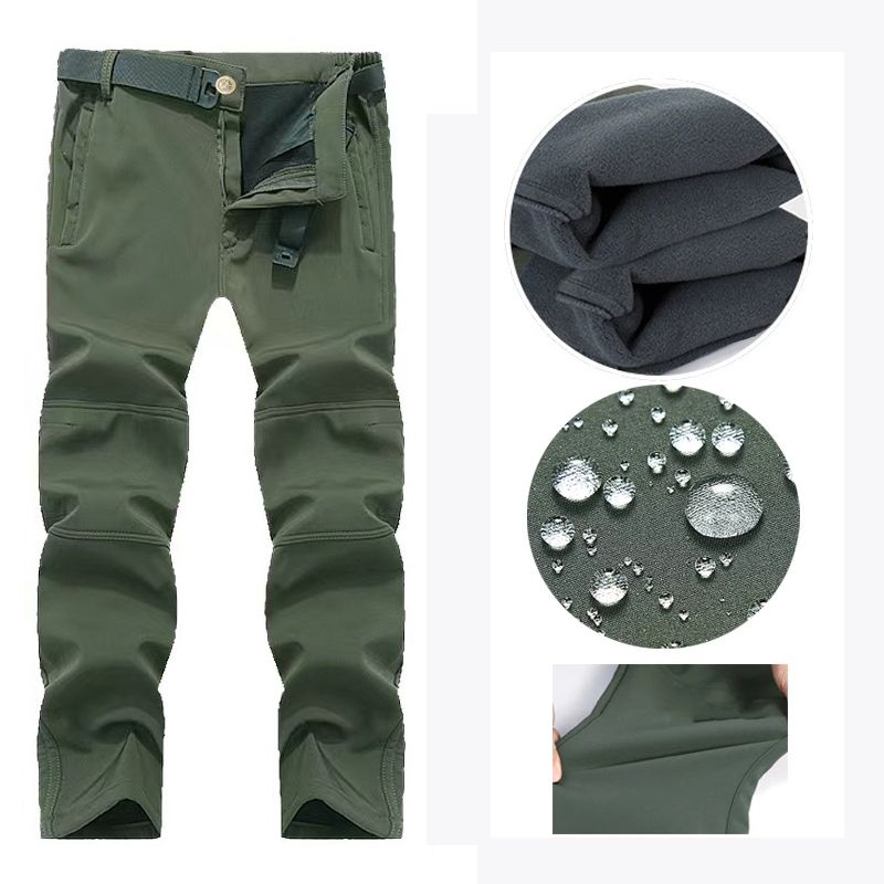 Men's Autumn Winter SoftShell Fleece Waterproof Jackets Male Hood Coats Fishing Hiking Camping Climbing Skiing Pants_voghion.com