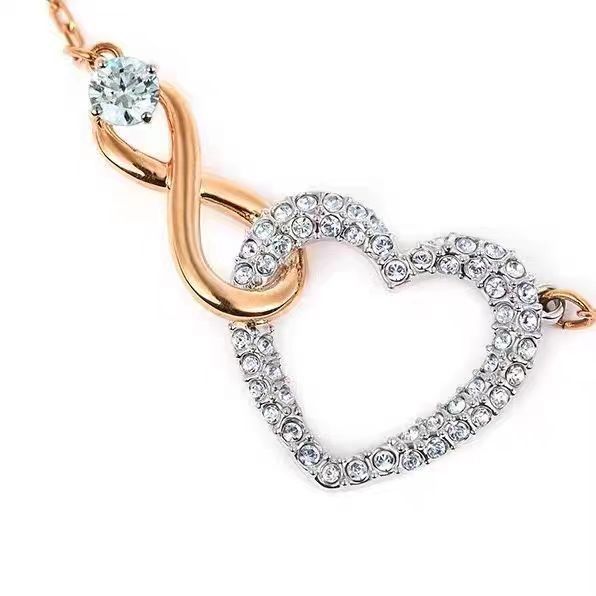 Collar y pulsera de mujer con superposición romántica de amor eterno, joyería noble de lujo, regalo para novia_voghion.com
