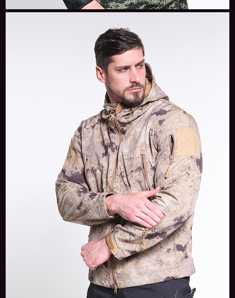 Soft shell impermeabile da uomo autunno e inverno per giacca mimetica tattica da alpinismo all'aperto, caldo pile_voghion.com