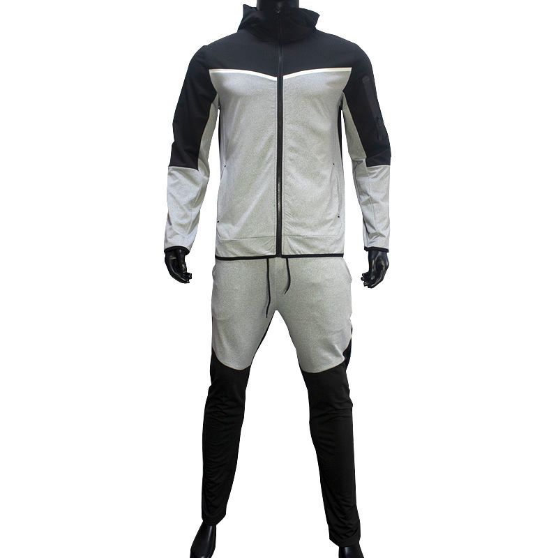 Lente en herfst complete set heren sportjas sweatshirt mouwen lange broek contrasterende cardigan capuchon los pak_voghion.com