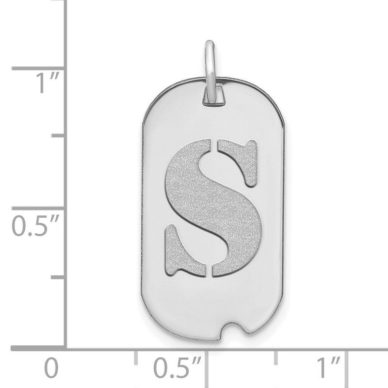 14kw Polished Letter S Initial Dog Tag Pendant_voghion.com