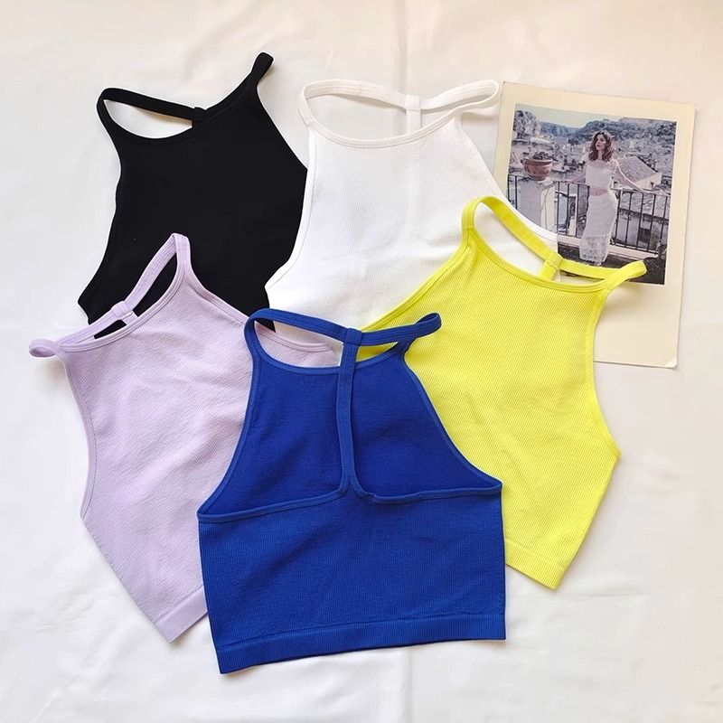 Gilet da yoga fitness a maniche corte da donna con bella schiena ed elevata elasticità, colore puro, traspirante e assorbente del sudore_voghion.com