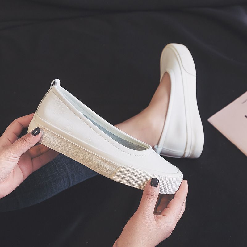 2024 Spring New Shallow Mouth Little White Women's Soft Sole, One Step Lazy Flat Bottom Nurse Sho, Breathable Work_voghion.com