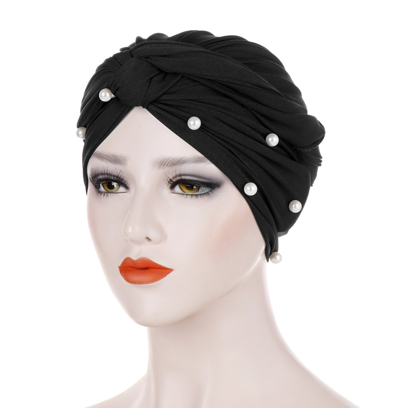 Sombreros de mujer Nueva variedad de turbantes, turbantes musulmanes, turbantes de perla blanca_voghion.com