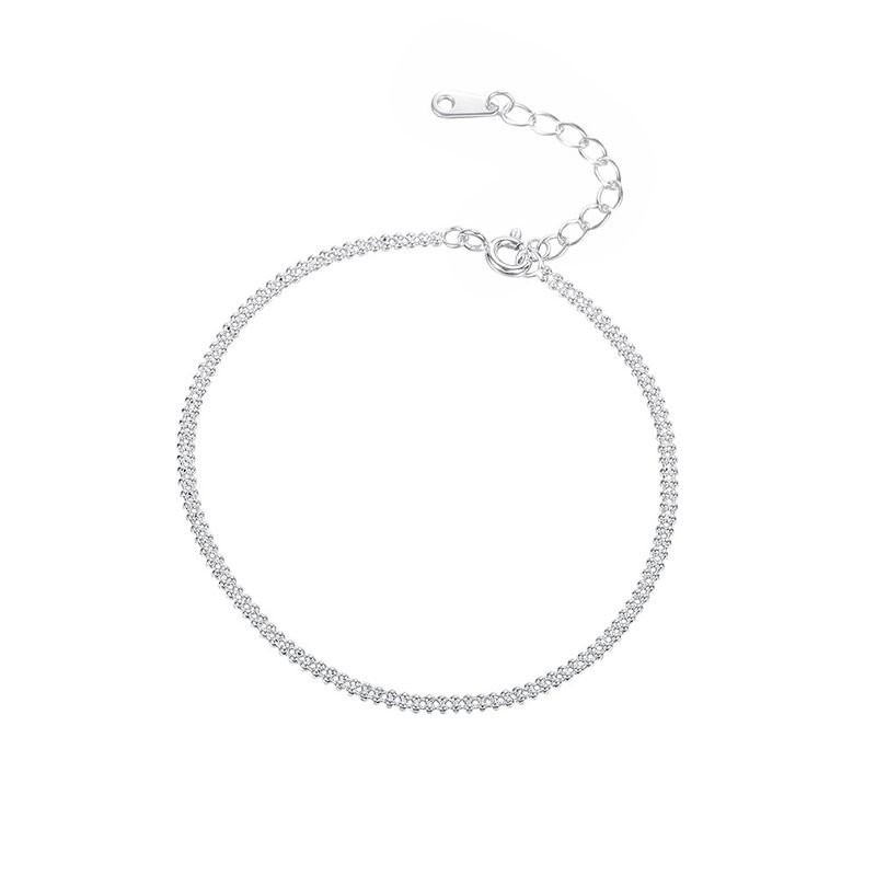Bracciale coreano e giapponese con perline rotonde a doppia fila per donna, in argento puro, stile minimale, versatile e alla moda._voghion.com