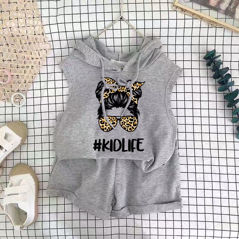 Conjunto de colete infantil de duas peças, roupas de bebê com estampa de desenho animado para meninos e meninas, roupas de verão para bebês_voghion.com