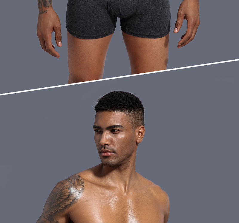 Men's Underwear Pure Cotton Men's Boxer Briefs Extended Opening Style Sports Solid Color_voghion.com