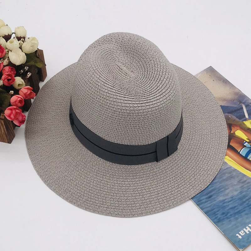 Cappello da sole da donna primaverile ed estivo pieghevole Cappello Panama British cappello di paglia con protezione solare Cappello da spiaggia_voghion.com