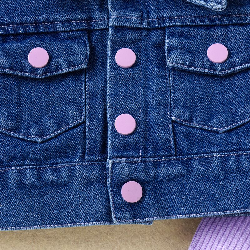 Treasure Salary Children's Fashion Summer Small and Medium Girls Solid Color Pit Stripe jumpsuit+Cowboy Vest Set_voghion.com