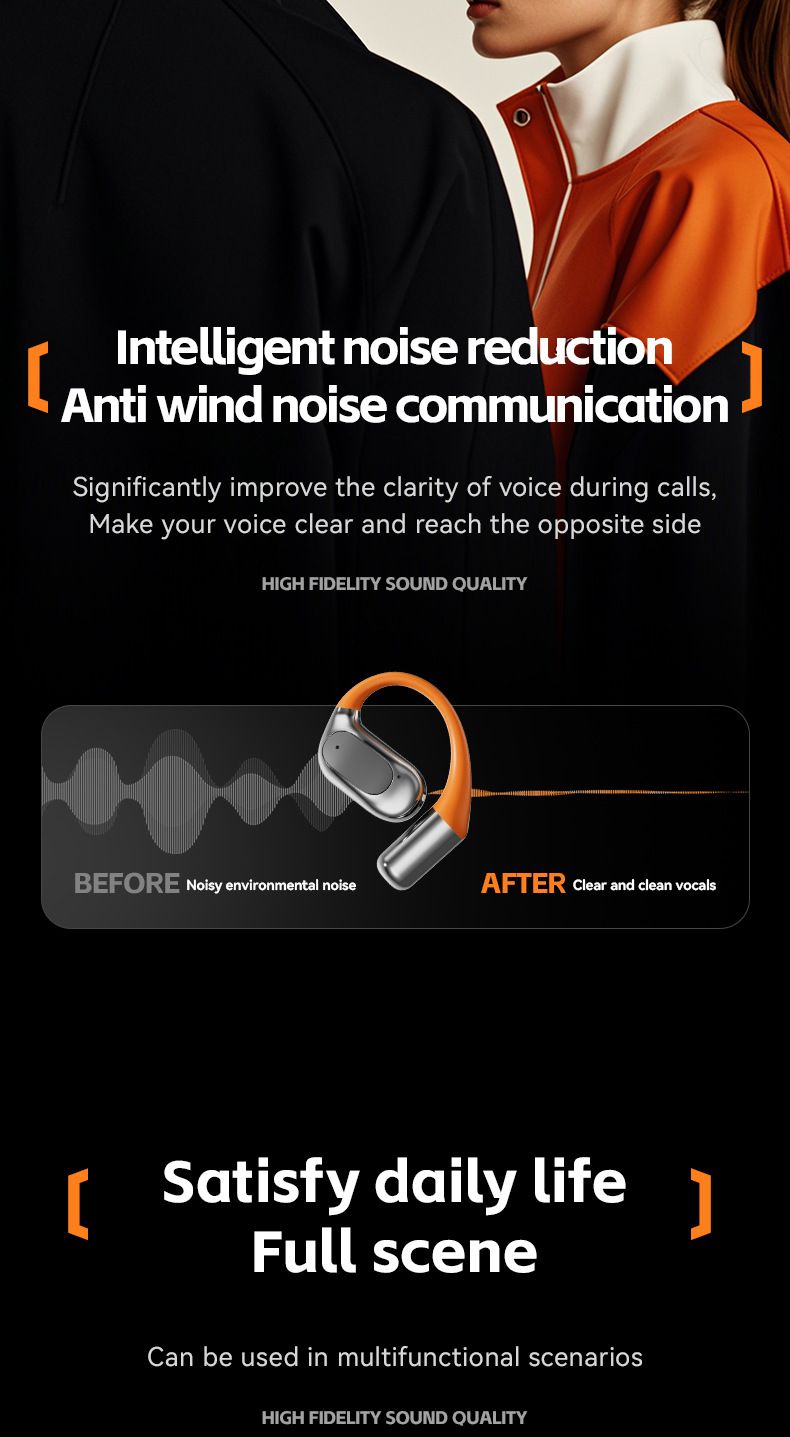 AI Translation Non-In-Ear Over-Ear Rotating Design Fire Wheel Bluetooth Earphones Open-Back_voghion.com