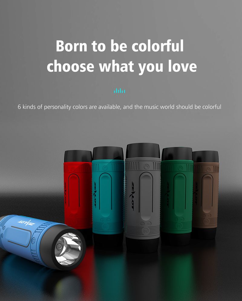 ZEALOT S1 Wirlss Spakr Blutooth Portabl Stro Bass Subwoofr Support Flashlight Radio Micro SD Card AUX_voghion.com