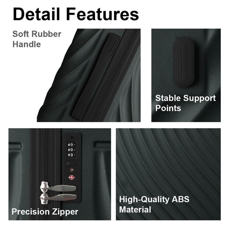 Luggage Sets ABS Hardshell 3pcs Luggage, Lightweight Durable Suitcase Sets Spinner Wheels Suitcase With TSA Lock 20''24''28'' Available(Dark Green)_voghion.com