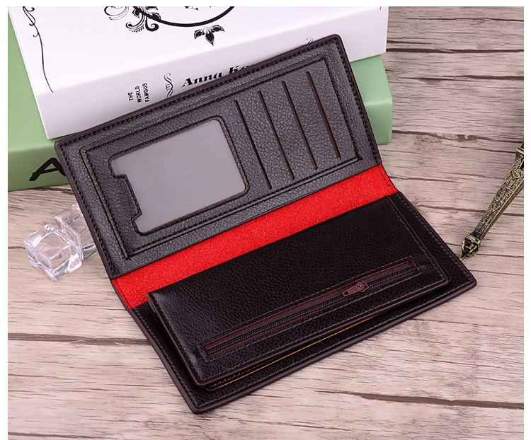 Affaires Long hommes portefeuille Vertical en cuir sac à main homme pochette portefeuilles hommes femmes argent porte-carte poche multifonction haut_voghion.com