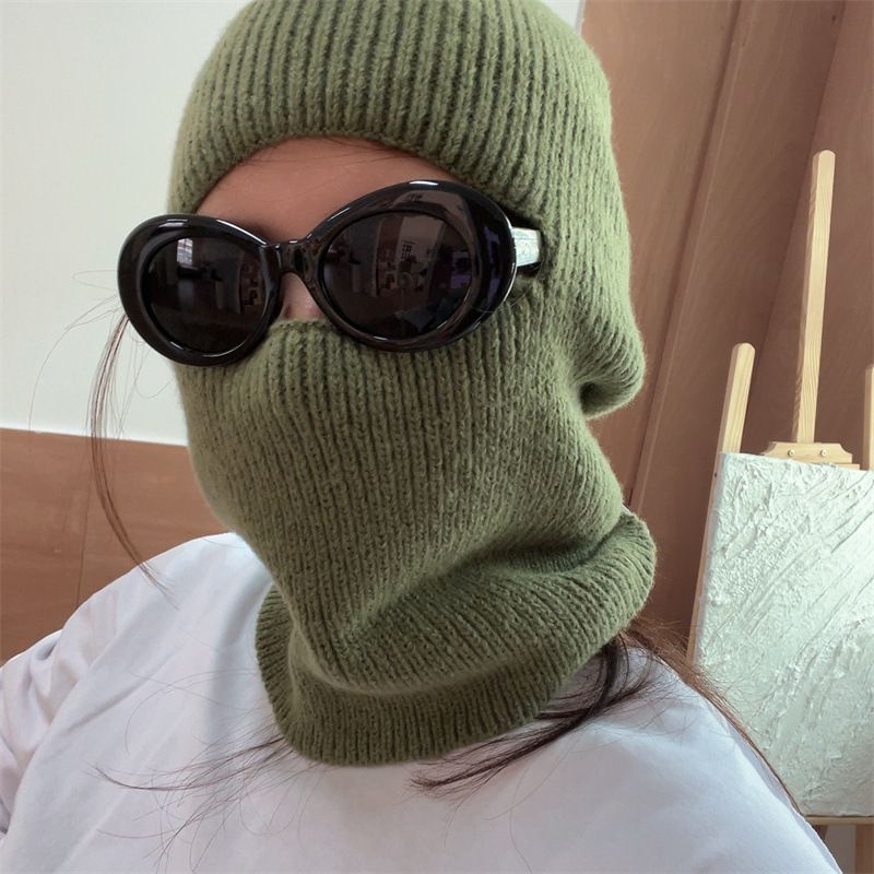 Balaklava, én lue, to bruksområder, vindtett lue med ansiktsbeskyttelse for høst og vinter, strikket lue med pullover, ulllue, nakkebeskyttelse_voghion.com
