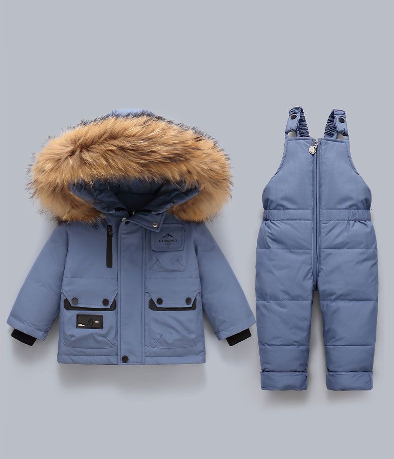 Set imbottito per neonati: giacca calda con cappuccio e salopette staccabile (80-110 cm, 6 colori)_voghion.com