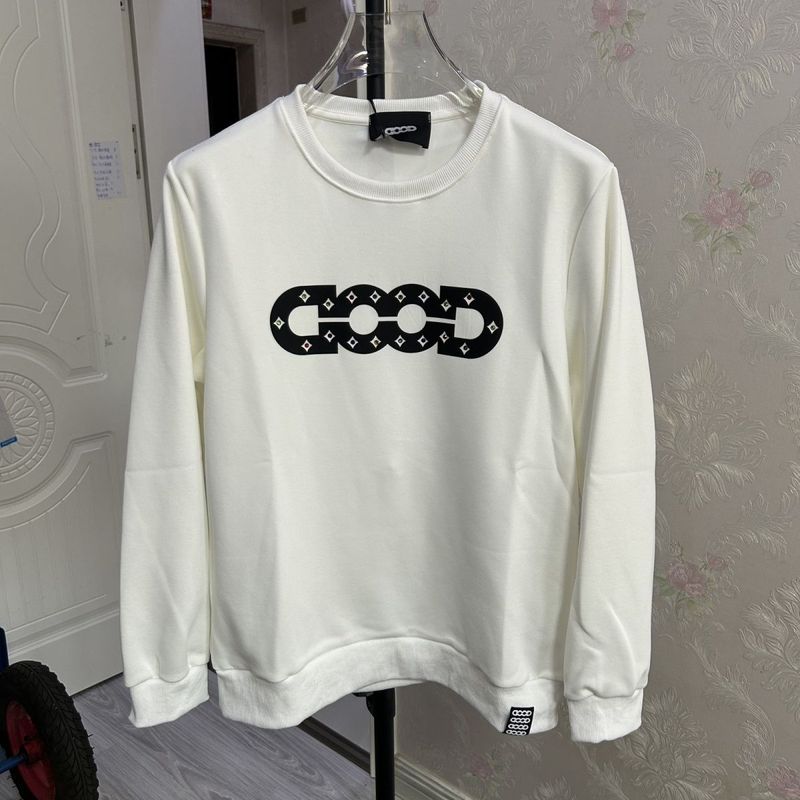 Felpa unisex in puro cotone con maniche lunghe e strass in silicone GOODBRAND, alla moda, per coppie_voghion.com