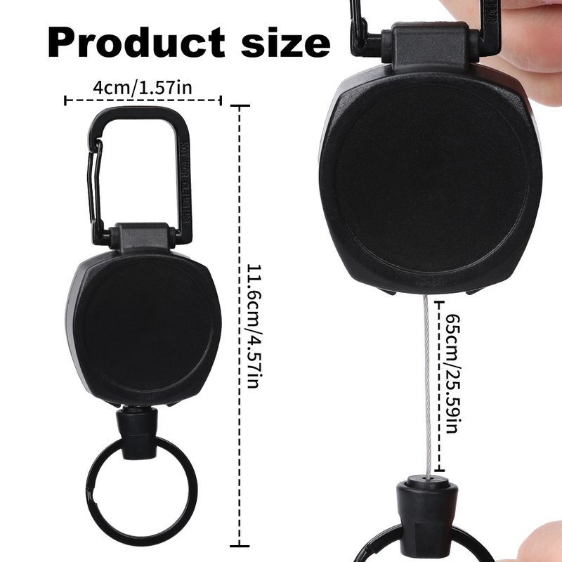 Runder Metall-Schlüsselanhänger mit praktischem Zugmechanismus, Diebstahlsicherung und Diebstahlschutz, olivgrüner Schnalle, einziehbarem Drahtzug_voghion.com