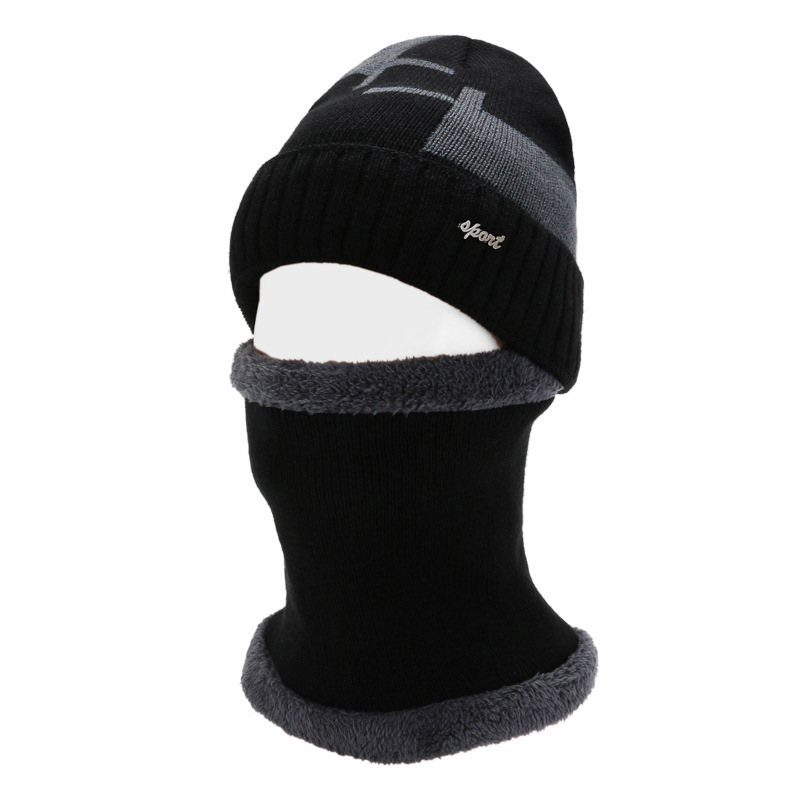Herren Herbst und Winter Gehörschutz gestrickte Wollmütze Version Reiten Nackenschutz warm plus samtverdickte Wollmütze Spot_voghion.com
