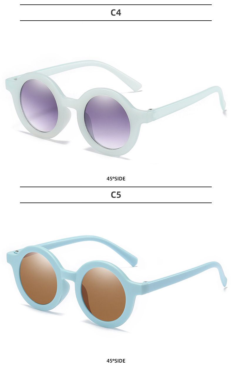 Gafas de sol con montura redonda, modernas y modernas, estilo crema de Instagram, para niños, versión coreana, resistentes a los rayos UV para bebés_voghion.com