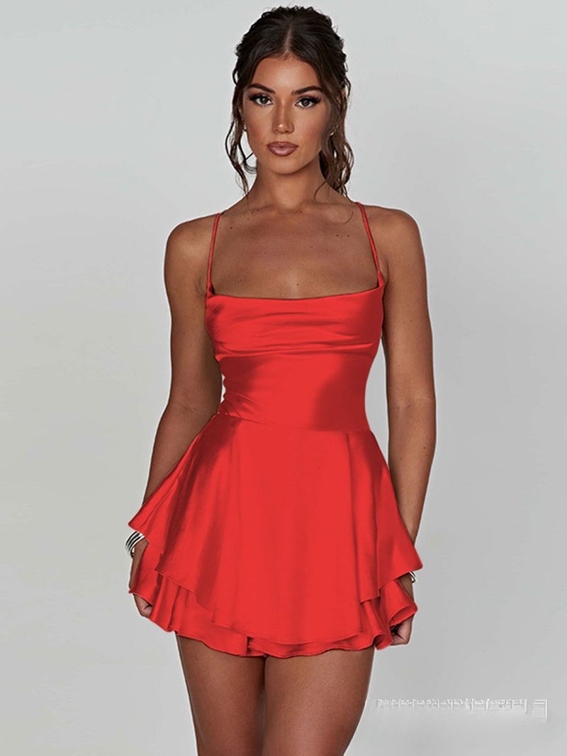 K Sexy Pleated Women's Camisole Dress With Back Drawstring And Strapless Top_voghion.com
