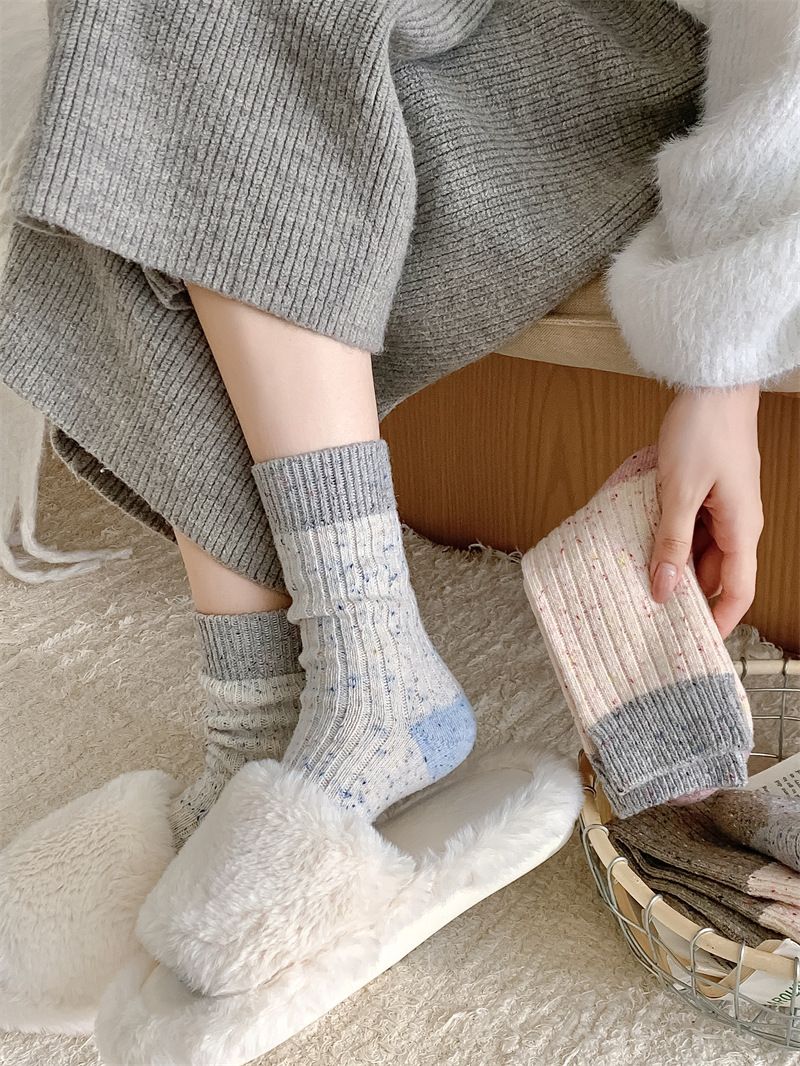 Podzimní a zimní silné ponožky pro ženy, nápady na sladění barev, příze, kašmír, zesílené teplé vlněné ponožky střední délky, stohovací ponožky_voghion.com