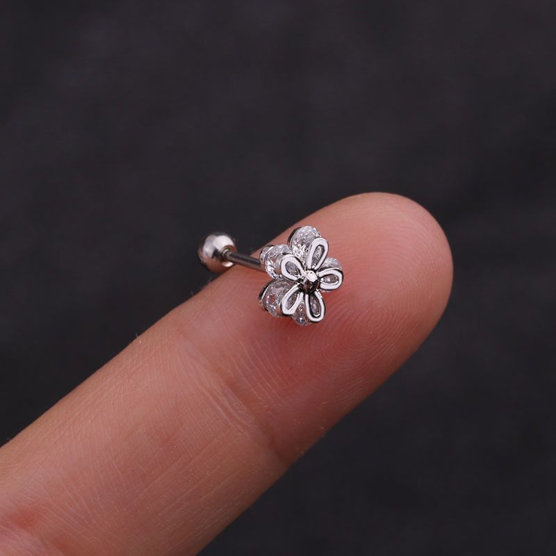 nuovi orecchini piccoli in acciaio inossidabile con zircone filettato a forma di fiore, borchie per osso dell'orecchio, gioielli per piercing del corpo di vendita calda_voghion.com