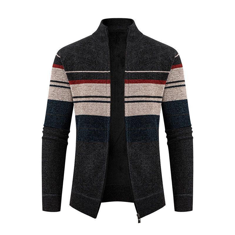 Herenkleding 2024 nieuwe oreign trade herfst en winter gebreide trui opstaande kraag vest heren trui grote maat plus fluwelen jas_voghion.com