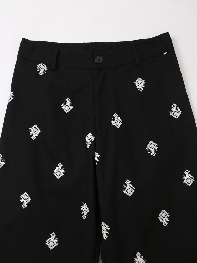 Conjunto de camisa y pantalón bordado en contraste para mujer, novedad de verano 2024_voghion.com