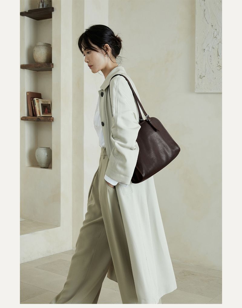 Vegetable Tanned Head Cowhide Leather Gold Spindle Bowling Handle Crossbody Bag, Genuine Leather Large Capacity_voghion.com