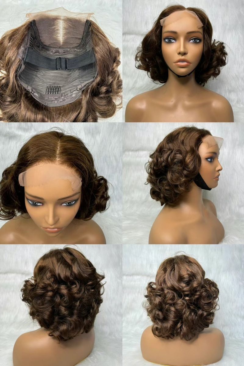 18A Super Double Drawn 5x5 Clousure Lace Wigs Loose Body 100% Human Hair Wigs Bouncy Blonde Light Loose Wave Glueless 5x5 Closure Lace Wig_voghion.com