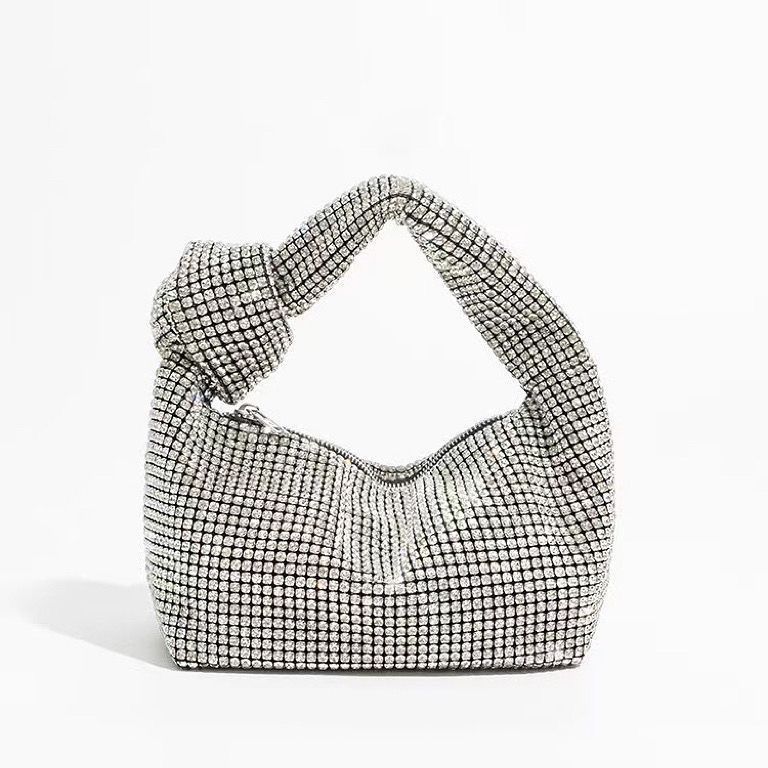 Borsa da sera a mano per donna 2024, nuova borsa a tracolla piccola di alta gamma con catena di strass, versatile_voghion.com