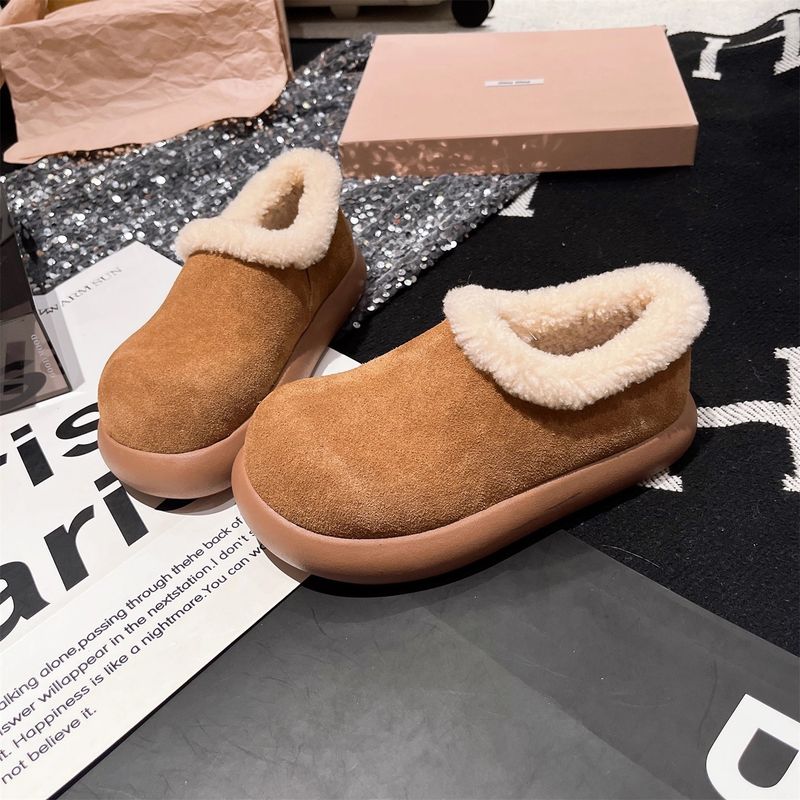 Bequeme Damen-Slipper mit dicker Sohle und weichem Fleecefutter, kuschelige Winter-Loafer für den Alltag, Baumwollschuhe_voghion.com
