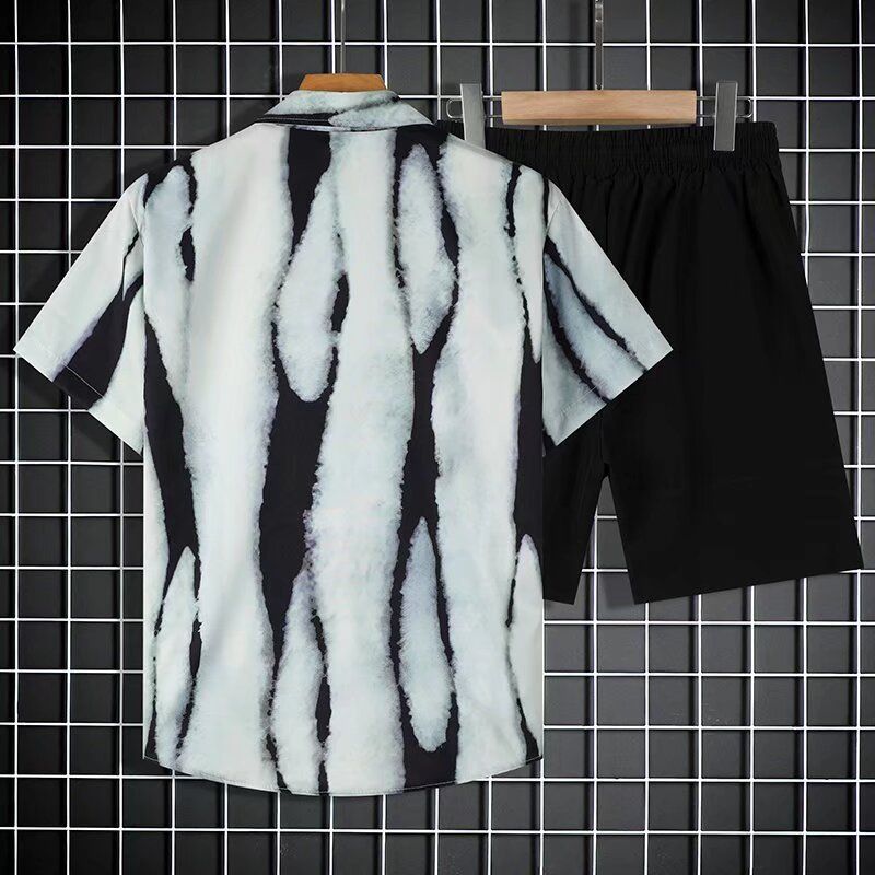 Camicia estiva a maniche corte da uomo in seta di ghiaccio, ad asciugatura rapida, alla moda, di grandi dimensioni, colorata, da spiaggia, coppia, due pezzi_voghion.com