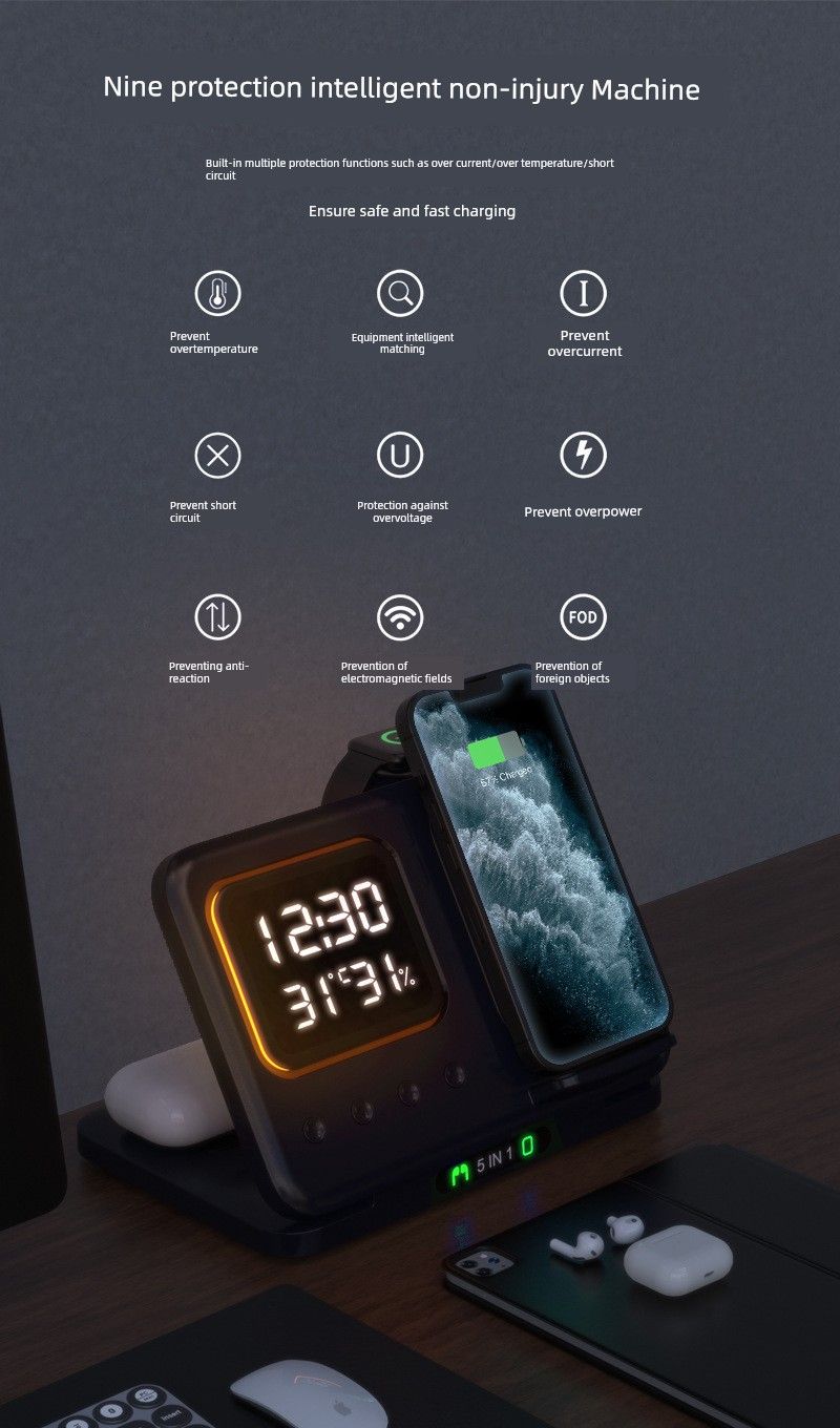 Wireless Charger Three-in-One For Huawei Iphone Iphone16 Samsung Mobile Phone Neutral Iphonewatch10 Watch 4 Headset_voghion.com