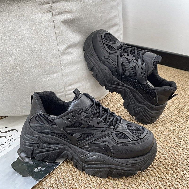 2025 Sommer Neue Dicke Sohle Atmungsaktive Einzelfutter Matsuke Dad Sport Super High Heels Katze Bein Kleine Weiße Damen_voghion.com