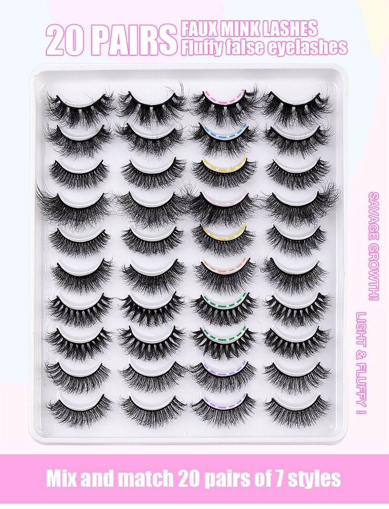 Zestaw do przedłużania rzęs 20 par mieszanych rzęs sztucznych rzęs naturalnych podkręconych rzęs goły makijaż gęste rzęsy_voghion.com