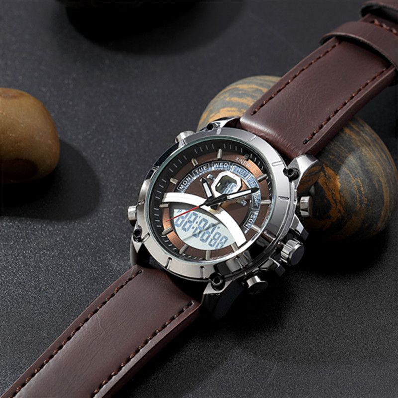 Men's Digital Analog Sports Watch With Silicone Band - Water Resistant, LED Backlight, Alarm, Calendar & Week Display - Casual Outdoor Wristwatch_voghion.com