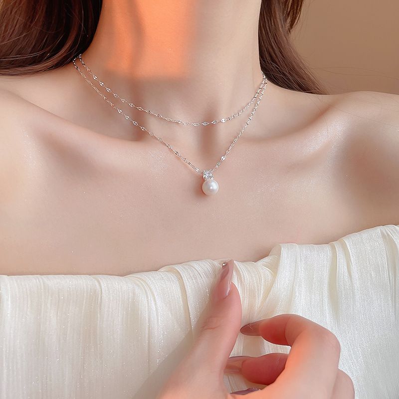 Collana con ciondolo di perle a strati minimalista e di alta qualità in stile francese, catena per clavicola alla moda e alla moda, nuovo accessorio di alta qualità_voghion.com
