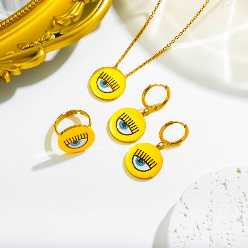 Collana, orecchini e anello con ciondolo rotondo a forma di occhio di demone, stile bohémien, design per donne._voghion.com