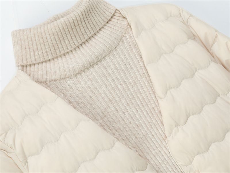 Women's Lightweight Down Vest, 90% White Duck Feather, V-Neck Convertible, Slim Fit Long Sleeve, Autumn Winter Layering Essential_voghion.com